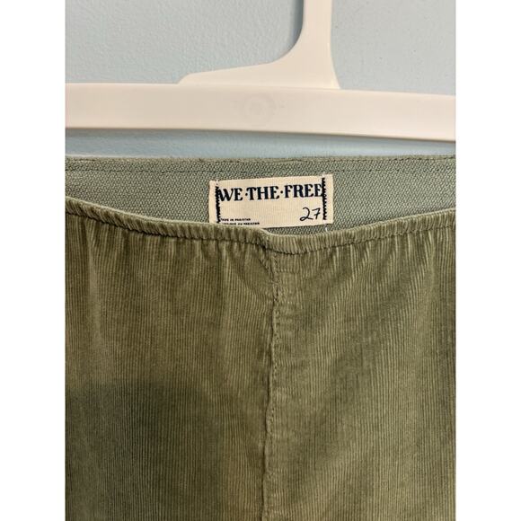 Free People pants women’s Sz 27 green corduroy Jenny High rise Skinny flare boho - Picture 2 of 8
